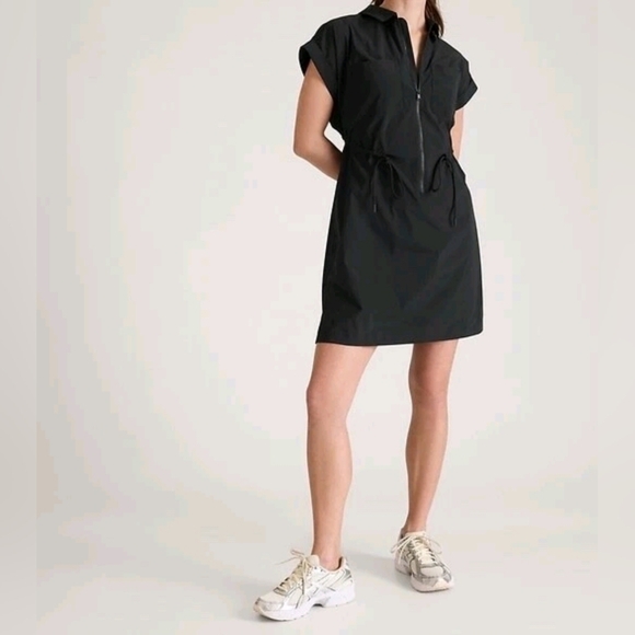 Athleta Dresses & Skirts - ATHLETA Topspin  Black Zip-Up Dress Sz Large